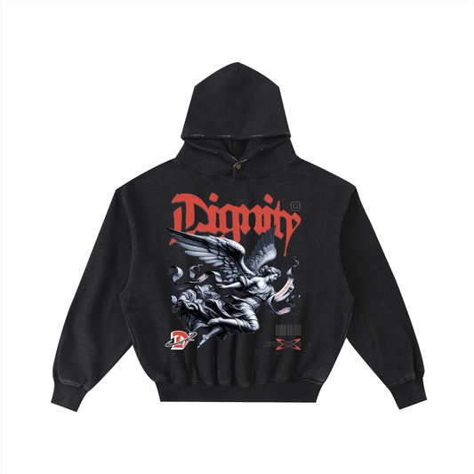 Frayed Enzyme Washed Fleece Hoodie