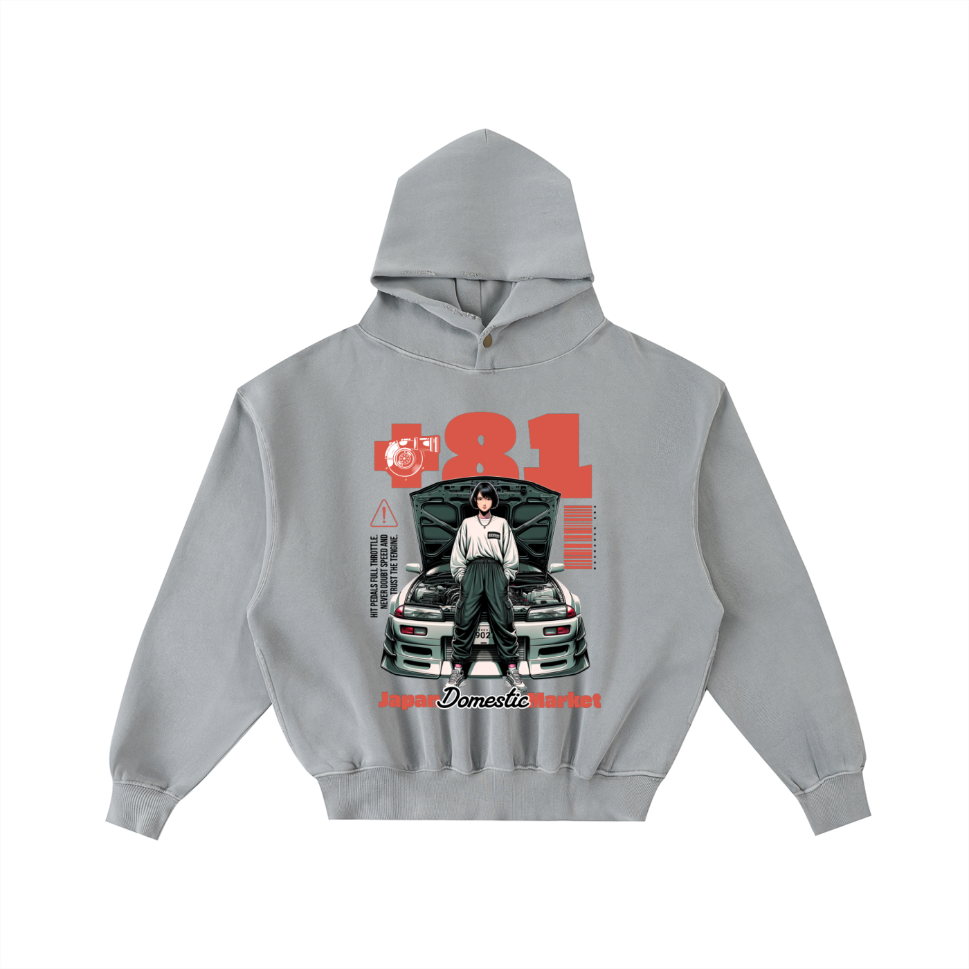 Frayed Enzyme Washed Fleece Hoodie